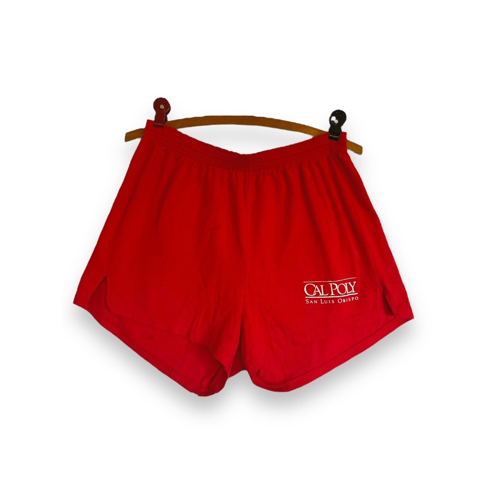 VTG Cal Poly San Luis Obispo Red College University Athletic Gym Shorts Men L